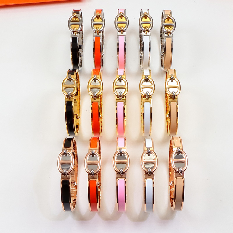 Hermes h Silver Logo-Accented Bracelet 003