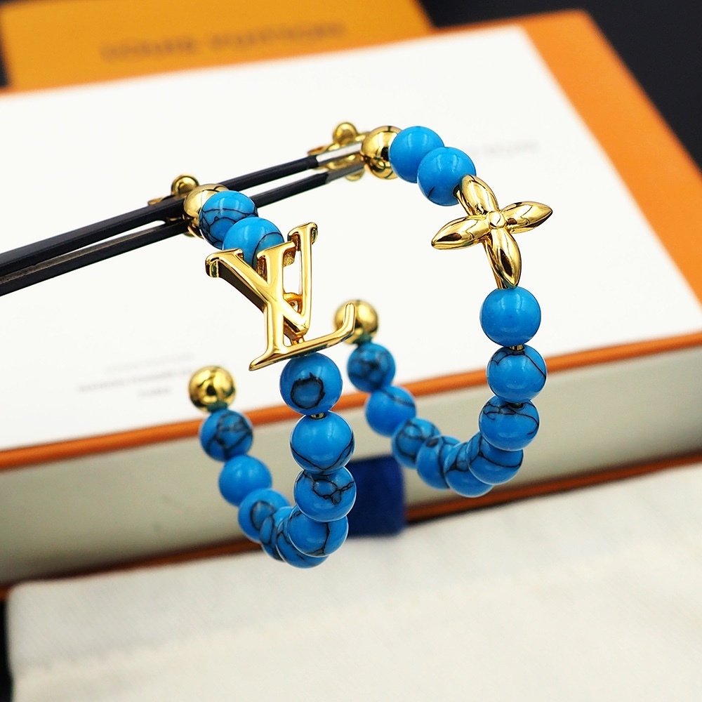 LV Blue Logo-Accented Earrings 302