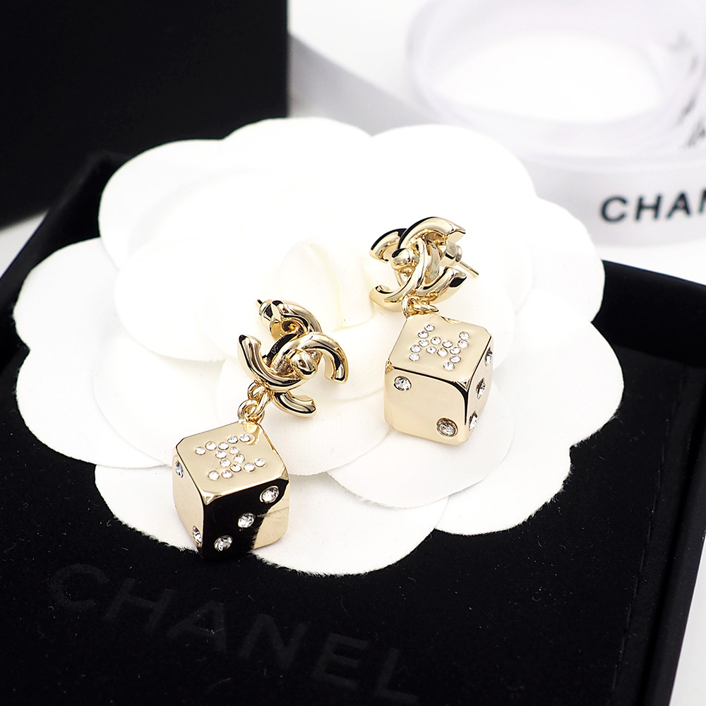 Chanel Rose Gold Logo-Accented Earrings 043