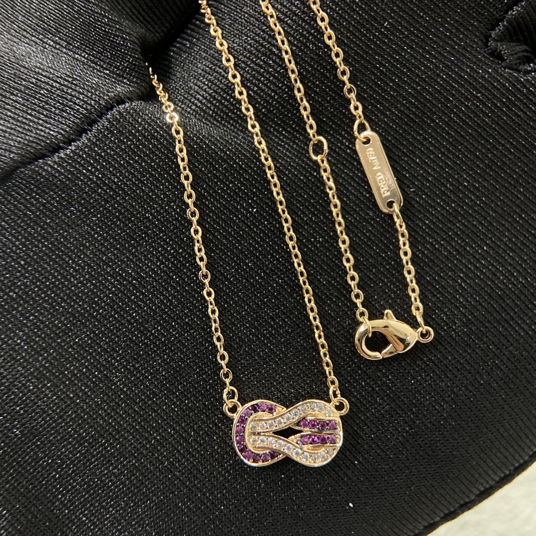 FRED Rose Gold Logo-Accented Necklace 018