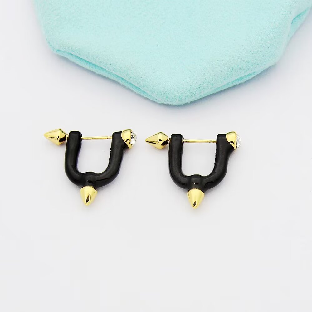 Tiffany Gold Logo-Accented Earrings 164