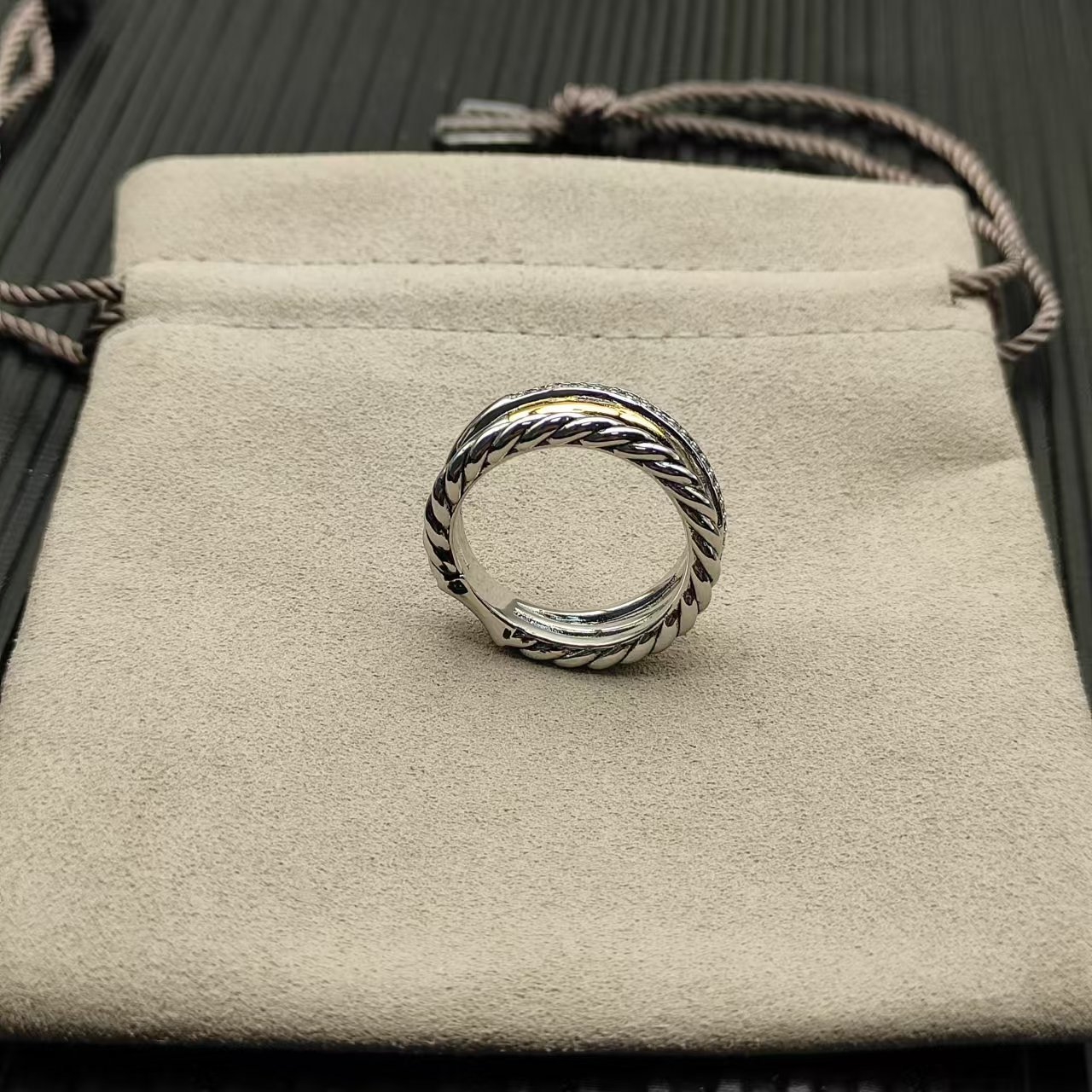 David Yurman Silver Logo-Accented Ring 290