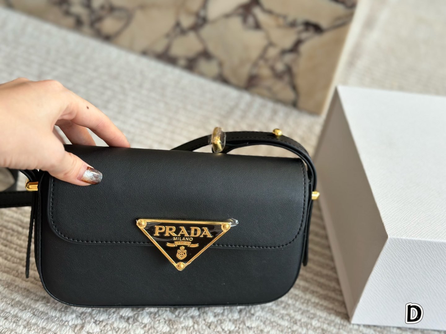 Prada Gold Logo-Accented Bag 083