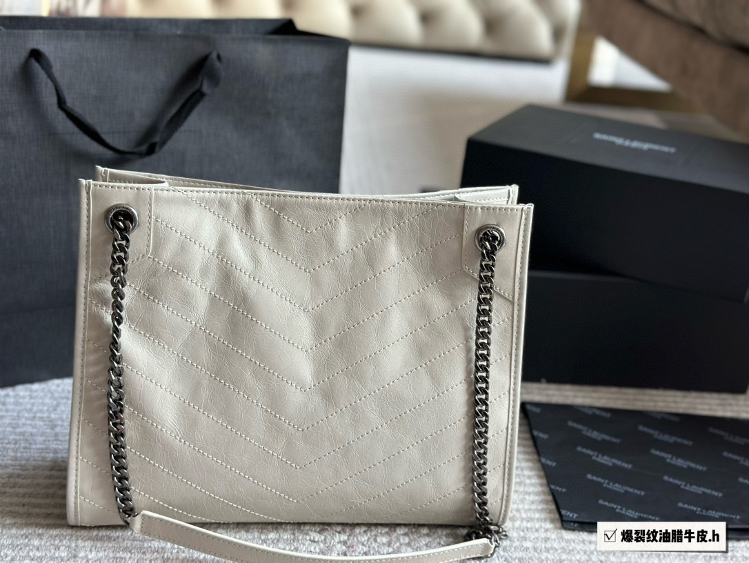 YSL Beige Logo-Accented Bag 155