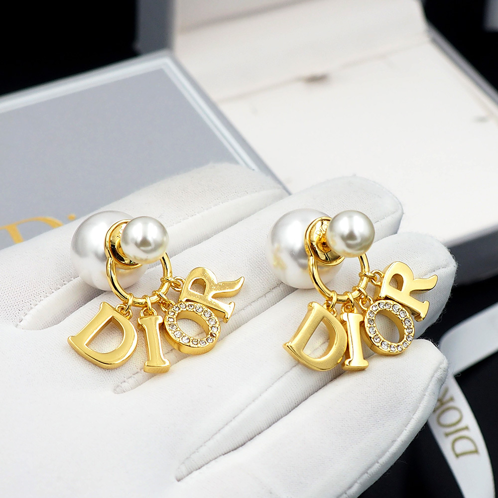 Dior Rose Gold Logo-Accented Earrings 030