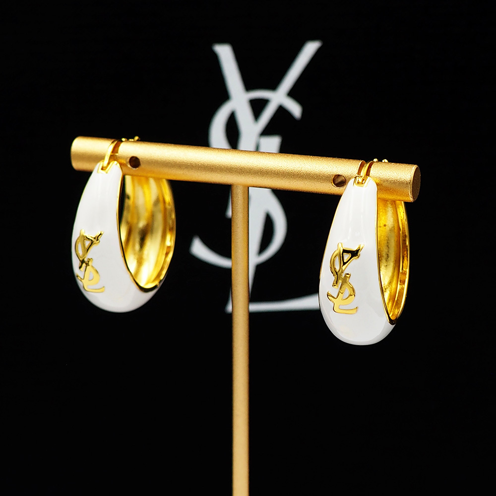 YSL Silver Logo-Accented Earrings 001