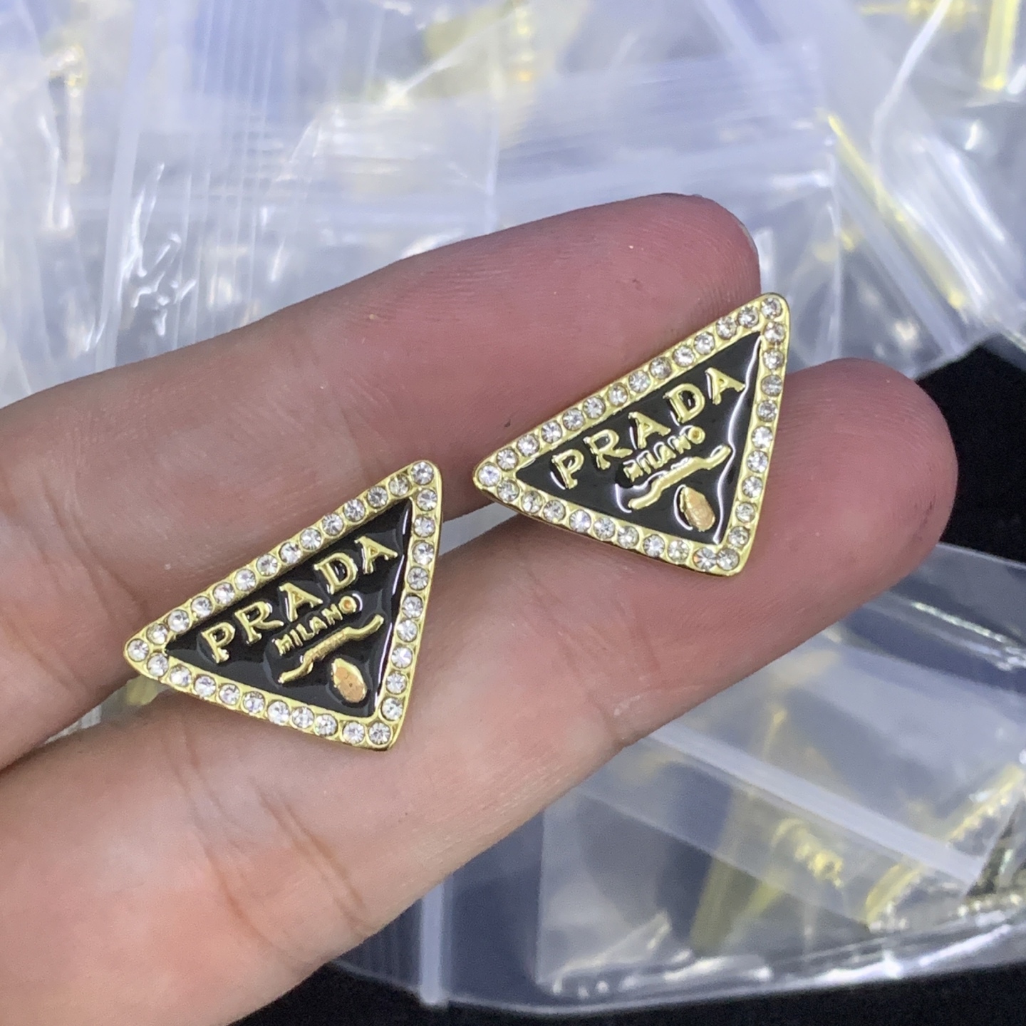 Prada Gold Geometric Earrings 162
