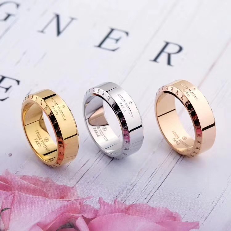 LV Rose Gold Logo-Accented Ring 046