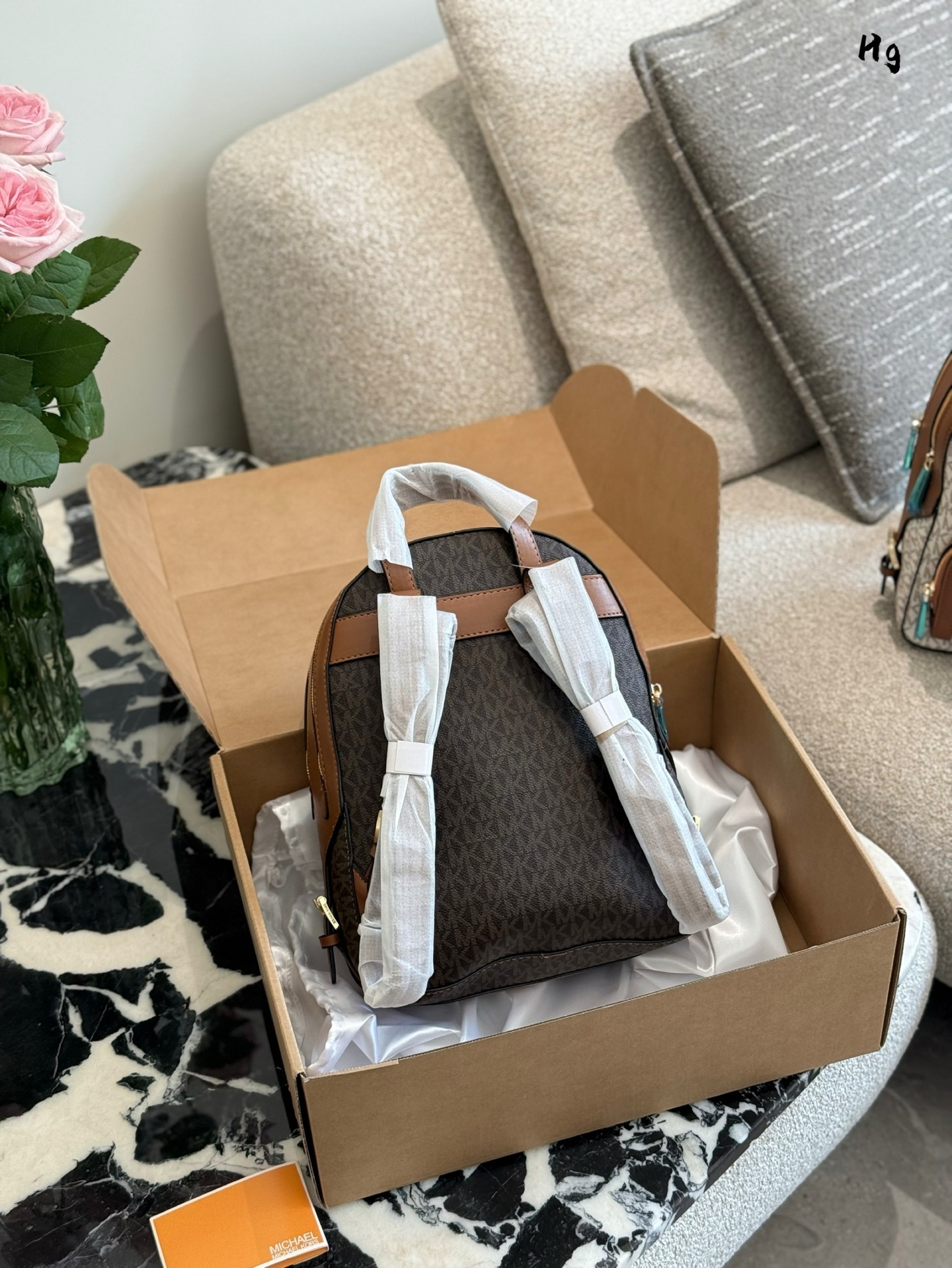 MK Beige Quilted Bag backpack 009