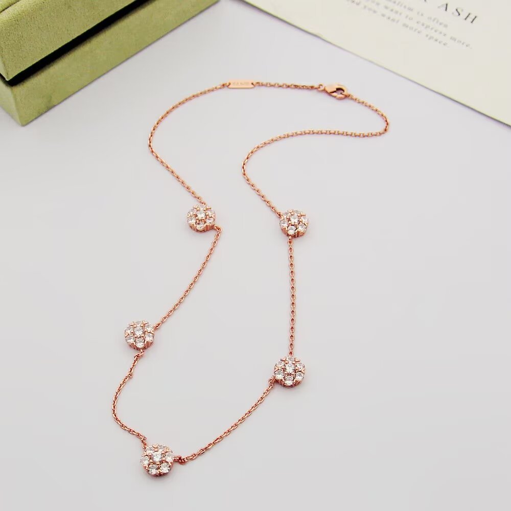 Van Cleef Rose Gold Logo-Accented Necklace 027