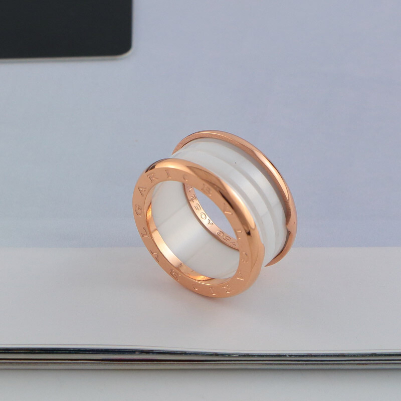 BVLGARI Rose Gold Logo-Accented Ring 014
