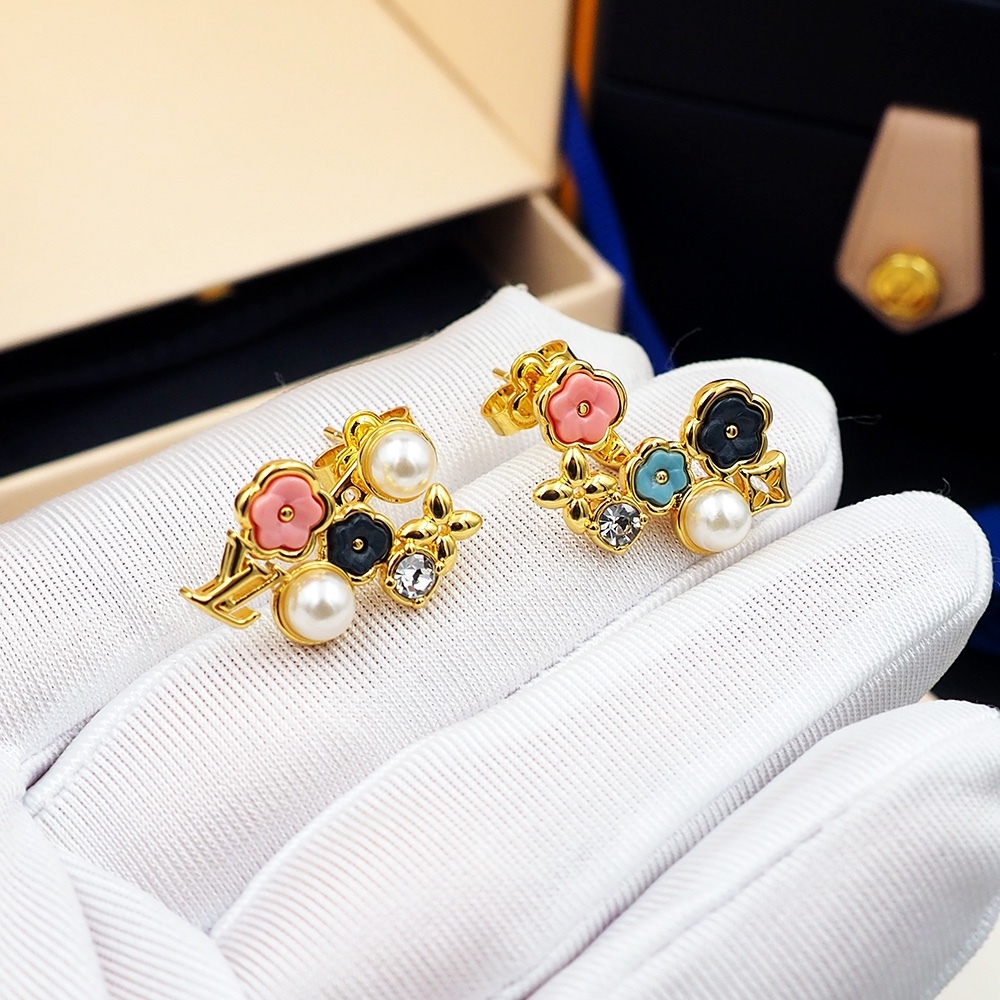 LV Rose Gold Logo-Accented Earrings 199