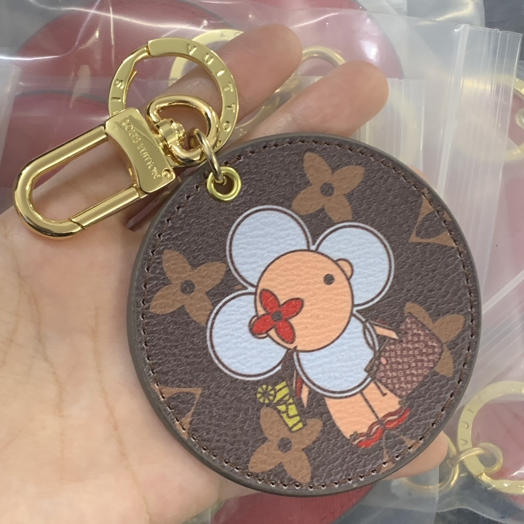 LV Rose Gold Logo-Accented Keychain 1215