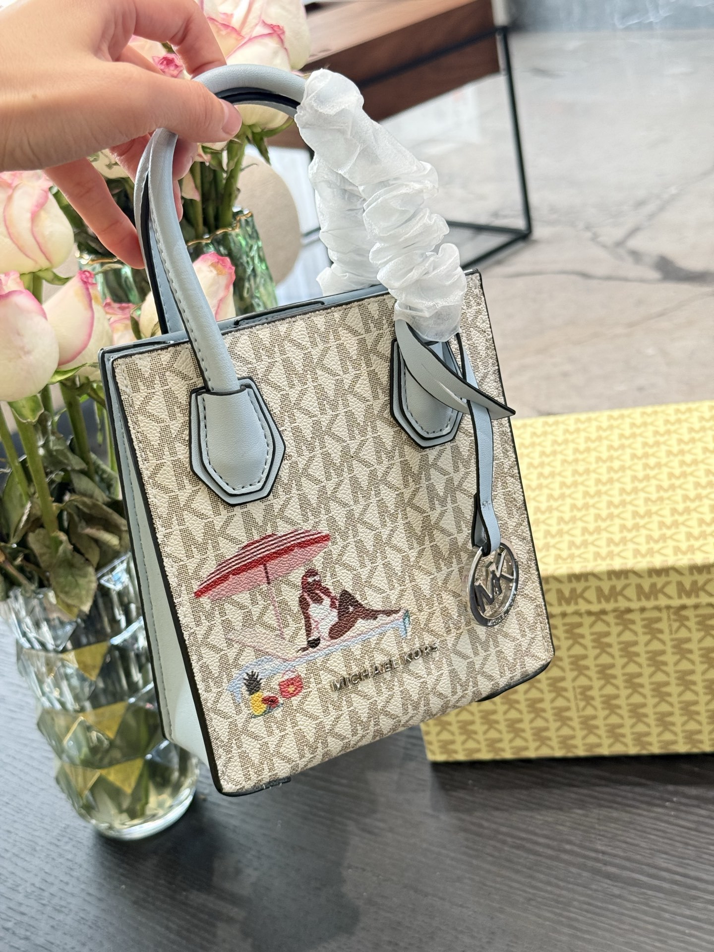 Michael Kors MK Silver Quilted Bag 033