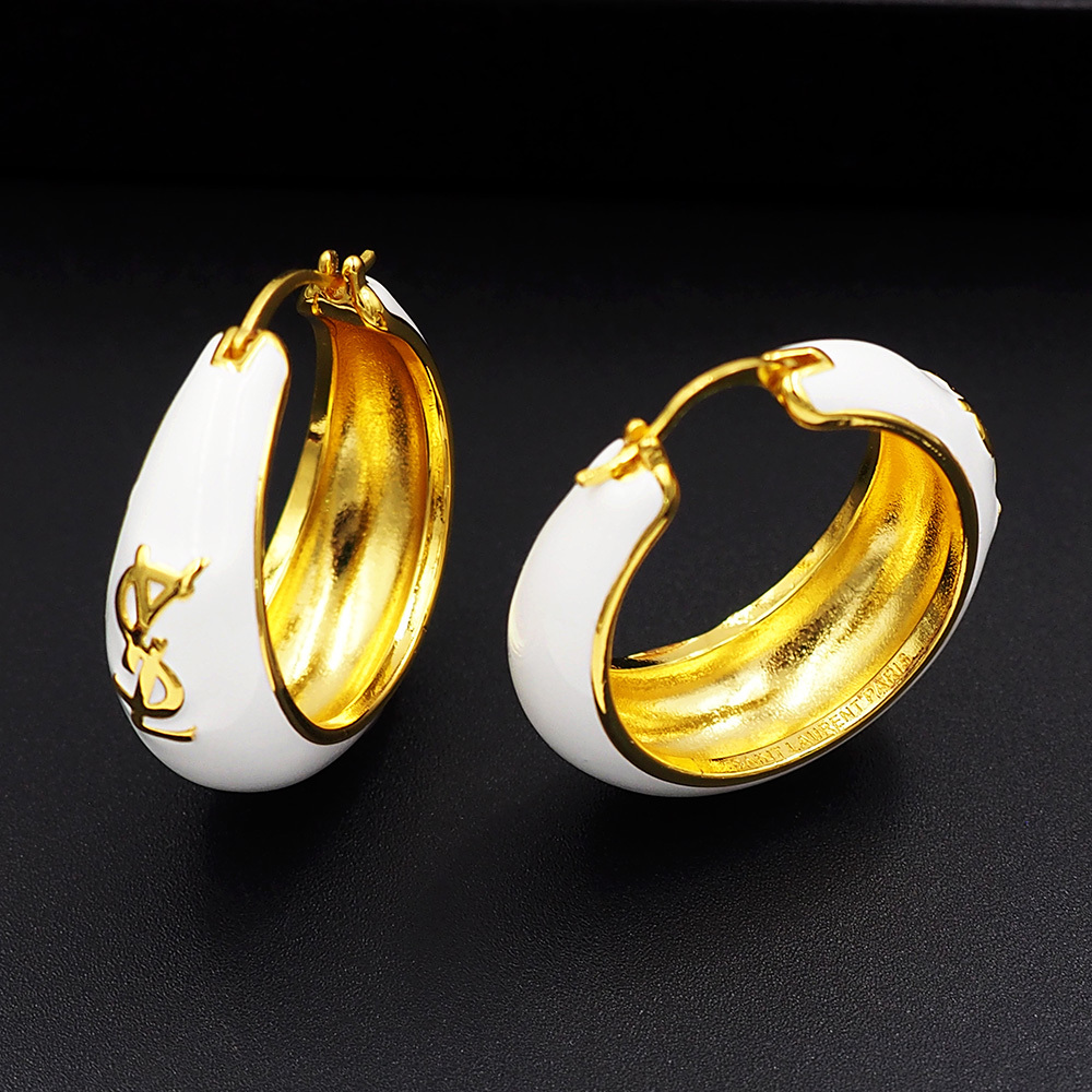 YSL Silver Logo-Accented Earrings 001