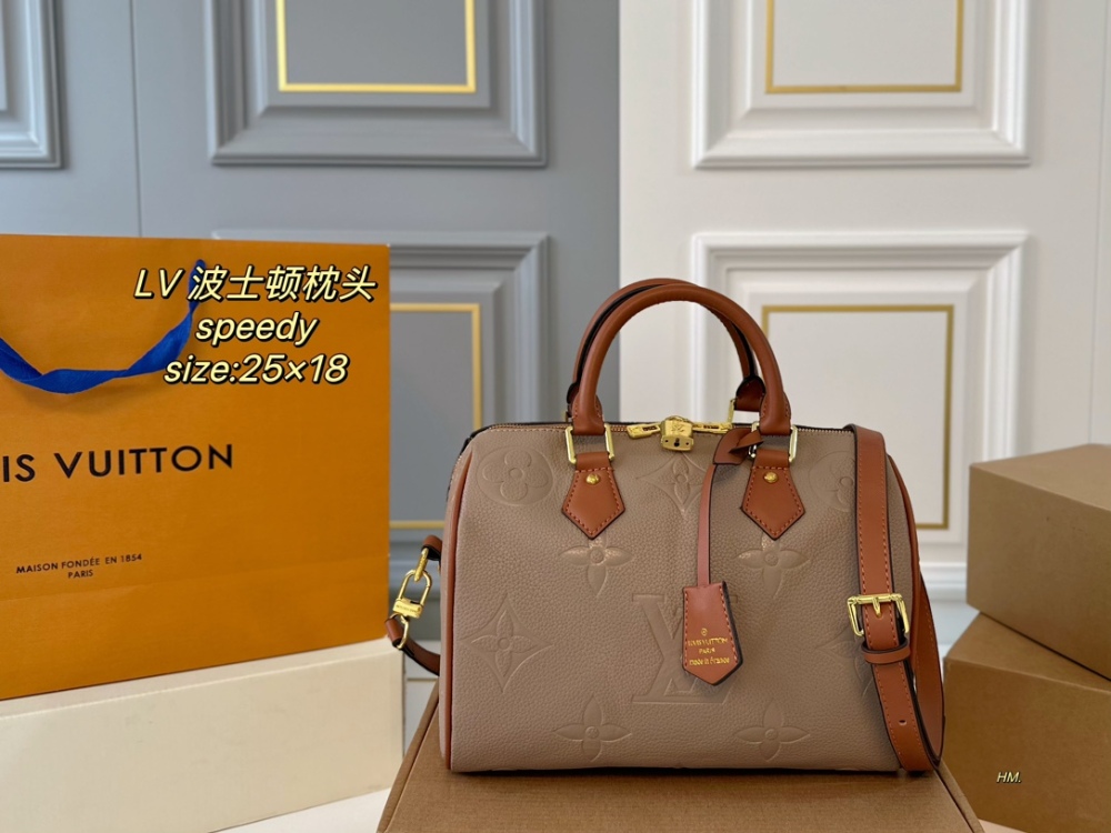 LV Bag Speedy leather Gold Logo-Accented Bag 25cm