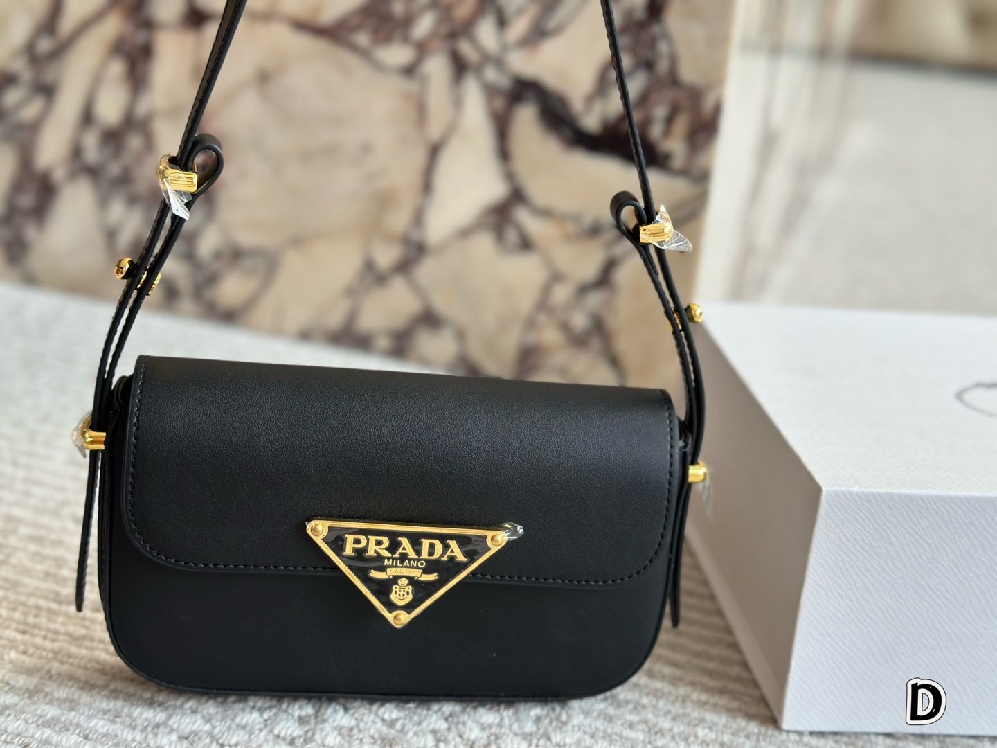 Prada Gold Logo-Accented Bag 083