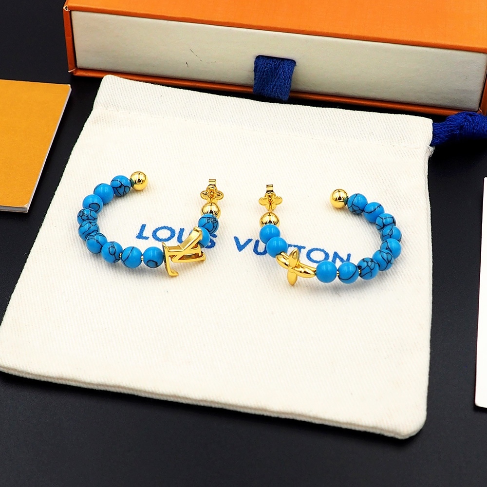 LV Blue Logo-Accented Earrings 302