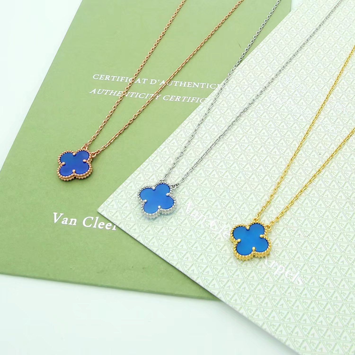 Van Cleef Rose Gold Logo-Accented Necklace 066
