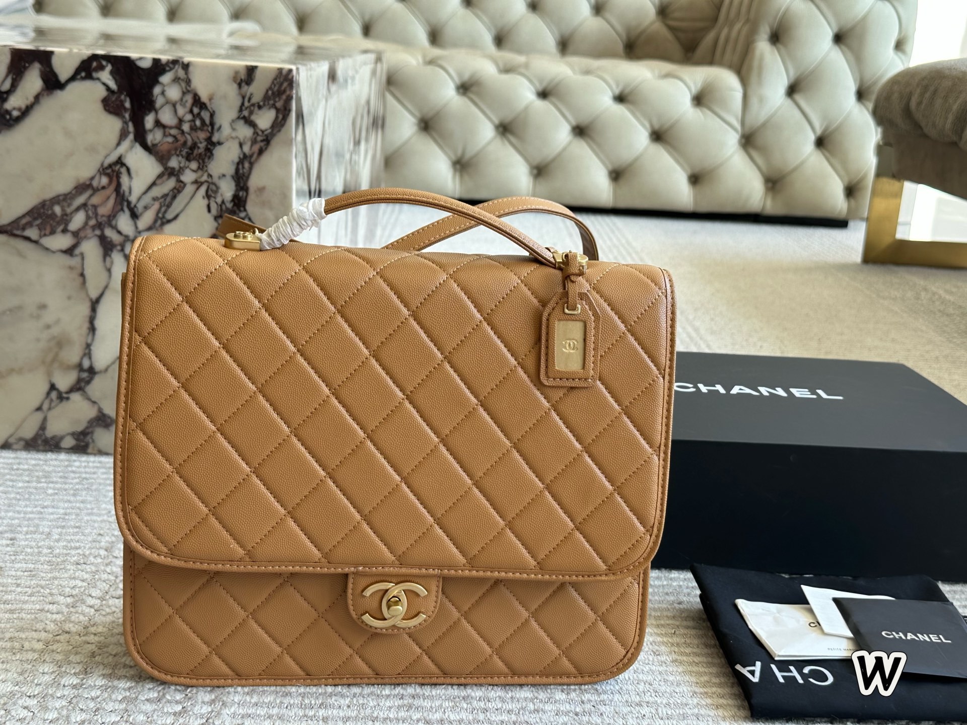 Chanel Beige Quilted Bag 1405