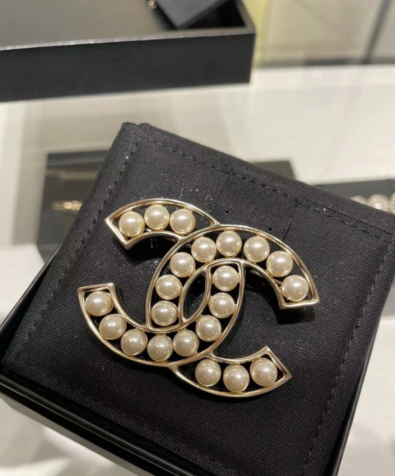 Chanel Silver Logo-Accented Brooch 1081
