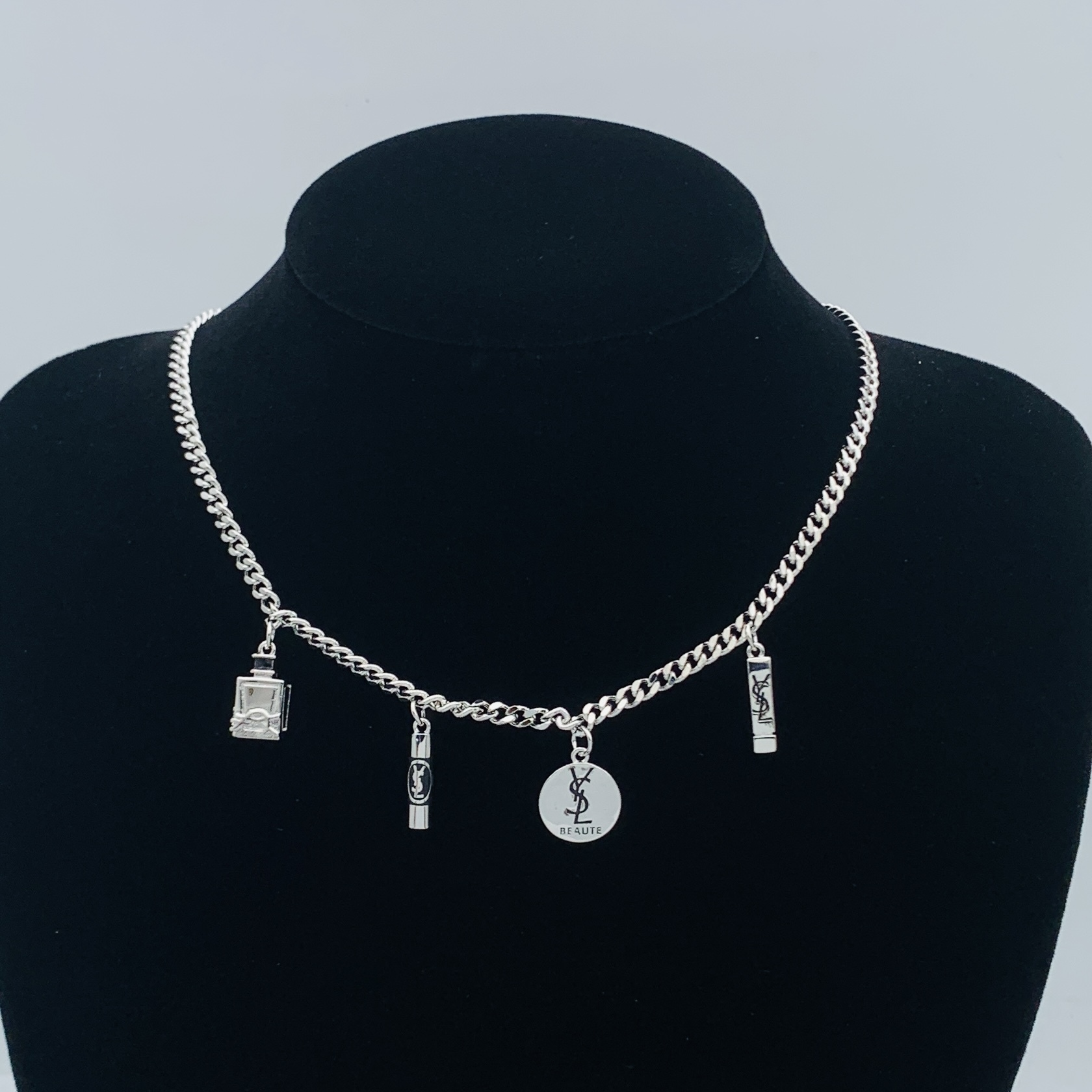 YSL Silver Logo-Accented Necklace 049