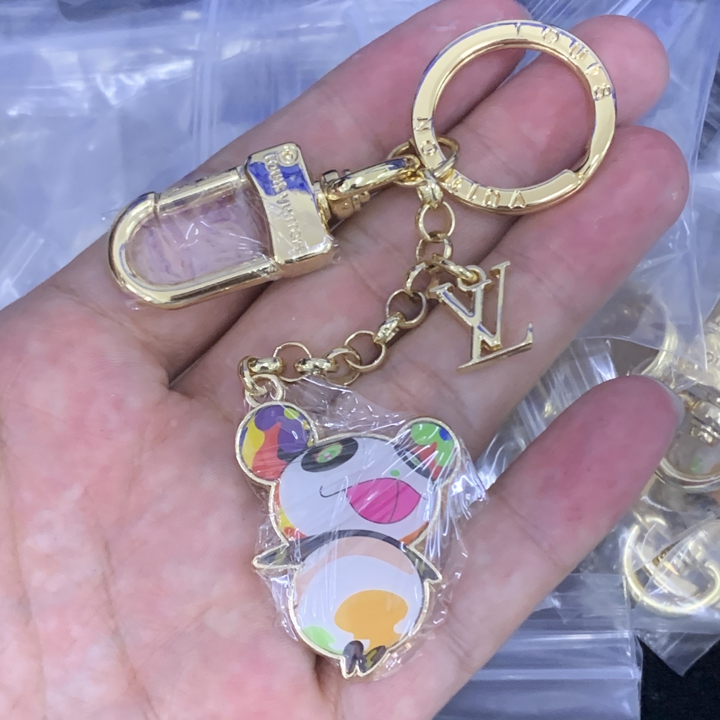LV Gold Logo-Accented Keychain 1162