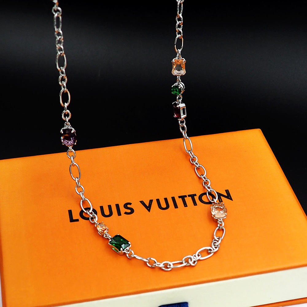LV Silver Logo-Accented Necklace 394
