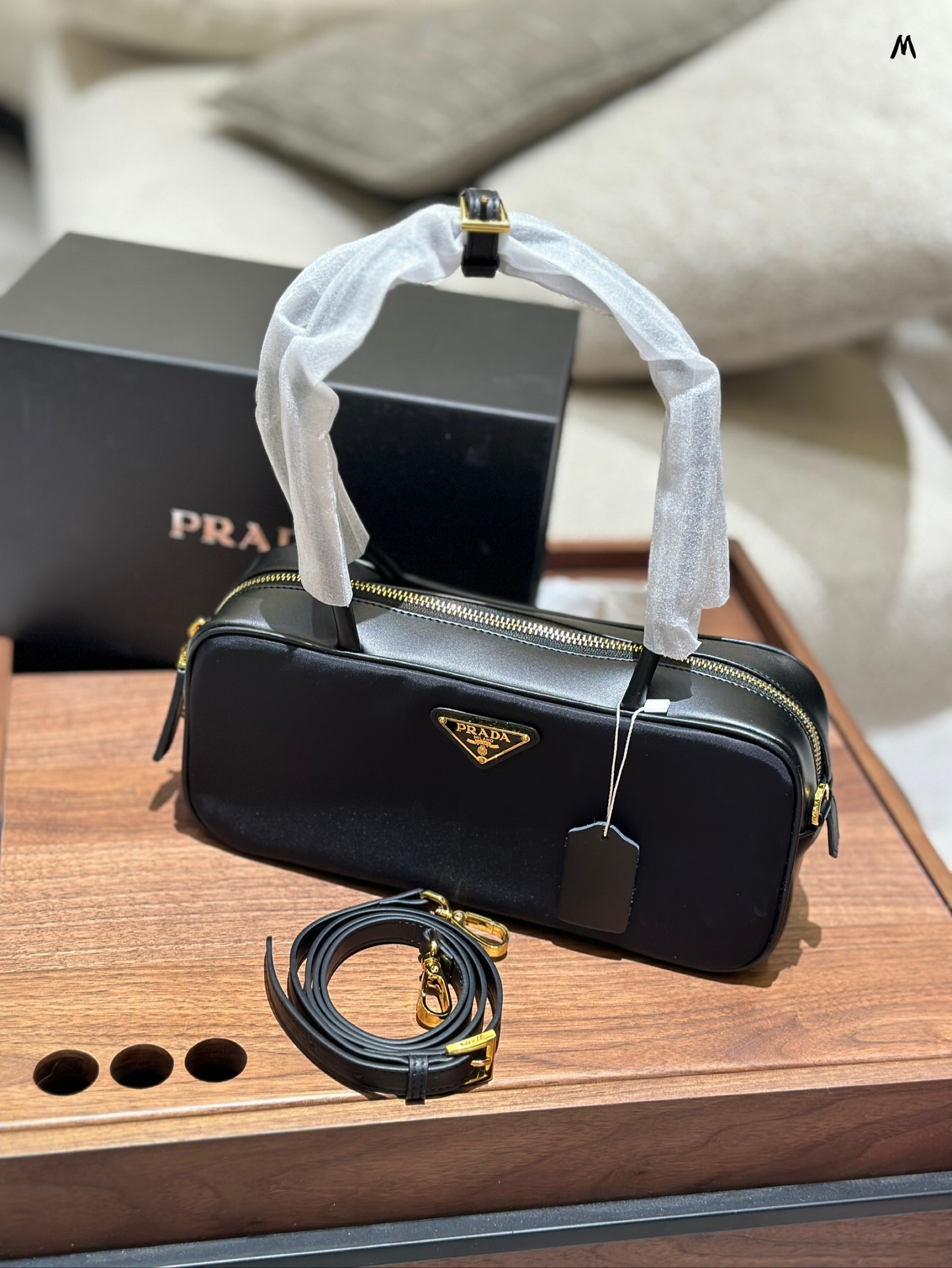 Prada Gold Logo-Accented Bag 024