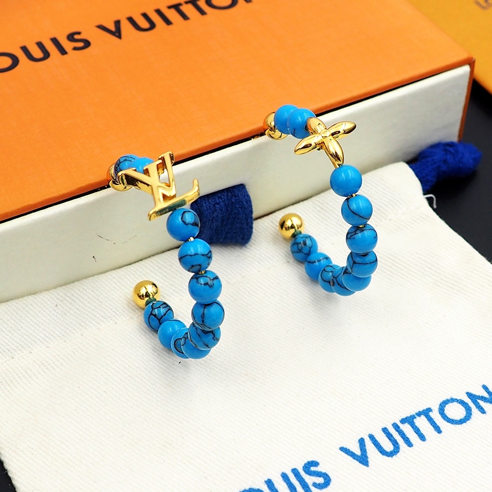 LV Blue Logo-Accented Earrings 302