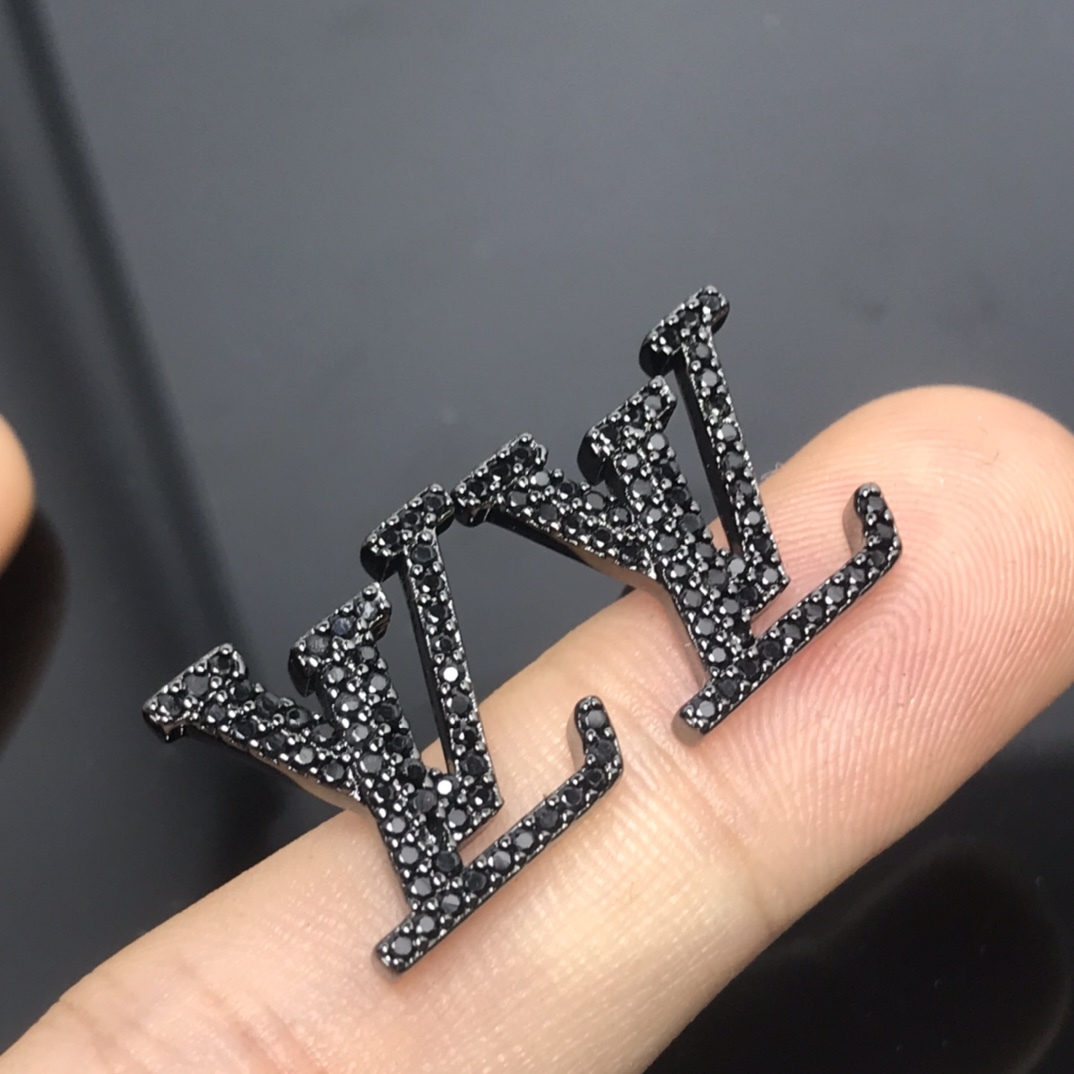 LV Silver Logo-Accented Earrings 081