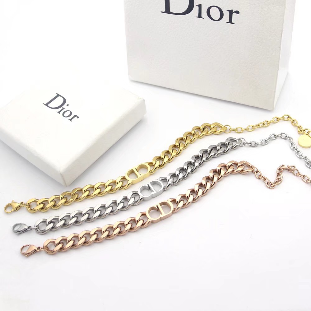Dior Rose Gold Logo-Accented Necklace 036