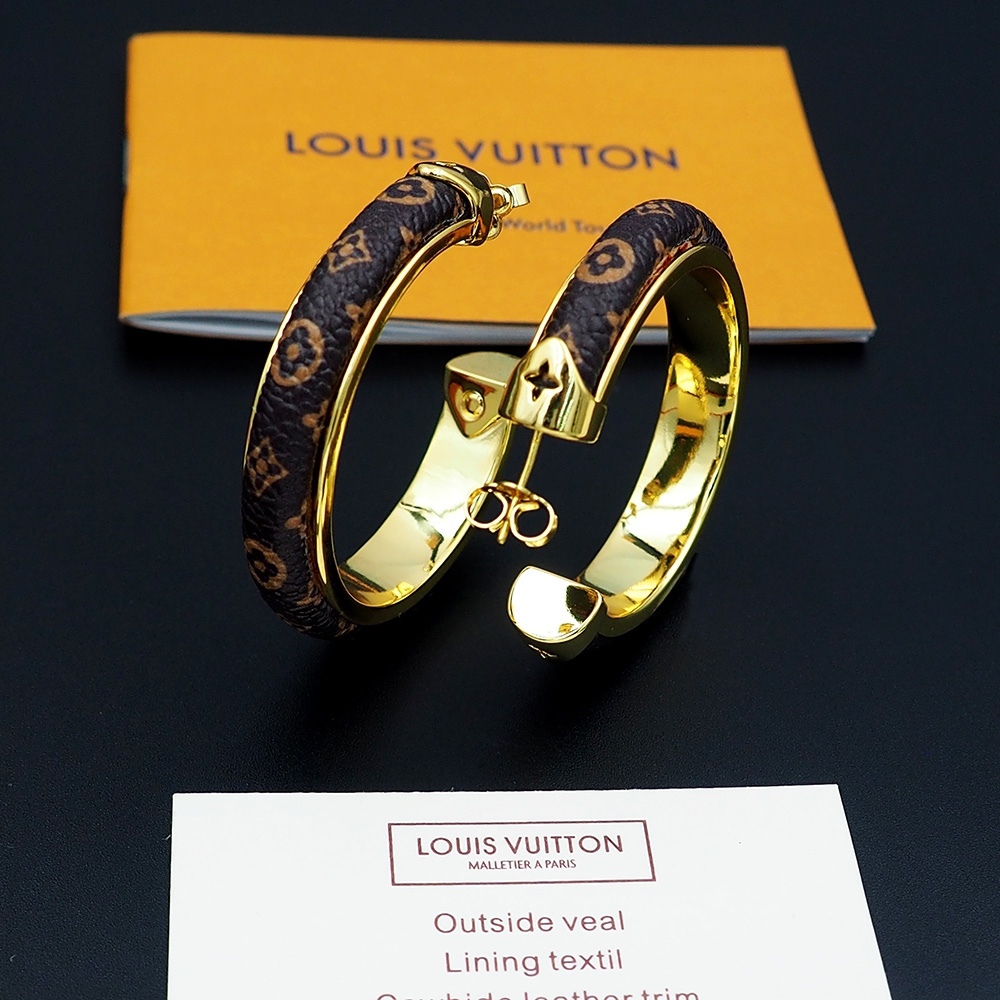 LV Gold Logo-Accented Earrings 325