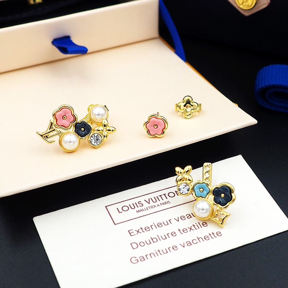LV Rose Gold Logo-Accented Earrings 199