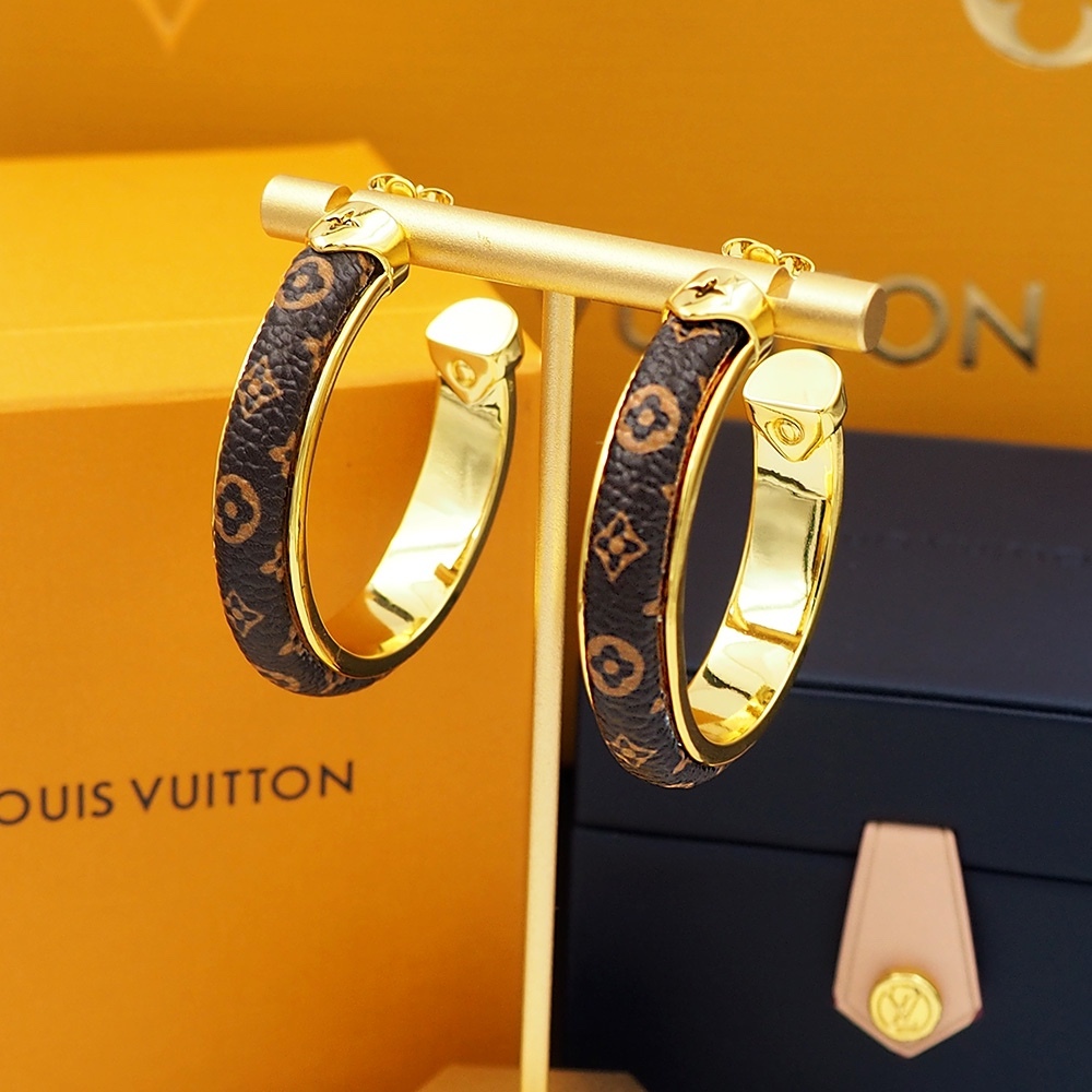 LV Gold Logo-Accented Earrings 325