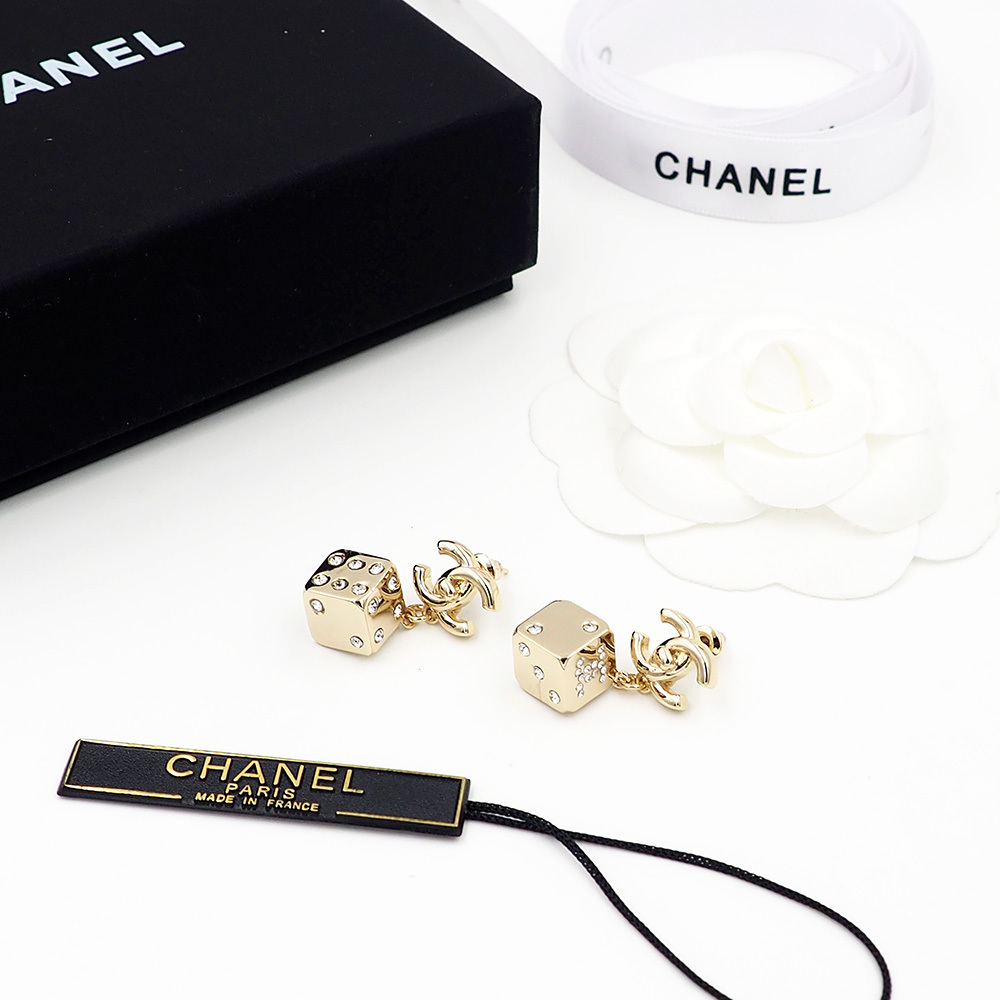 Chanel Rose Gold Logo-Accented Earrings 043