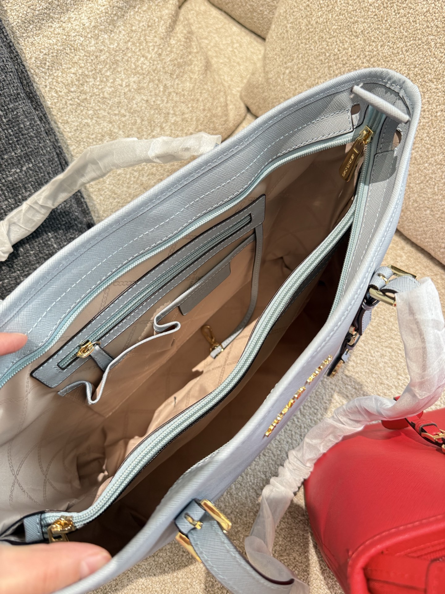 MK Beige Logo-Accented Bag 007