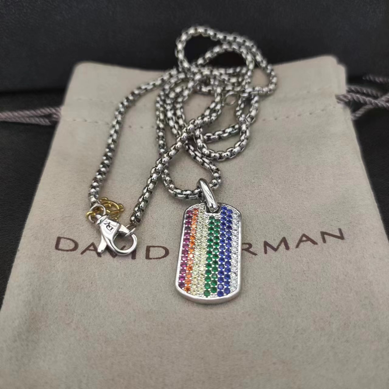 David Yurman Silver Logo-Accented Necklace 138