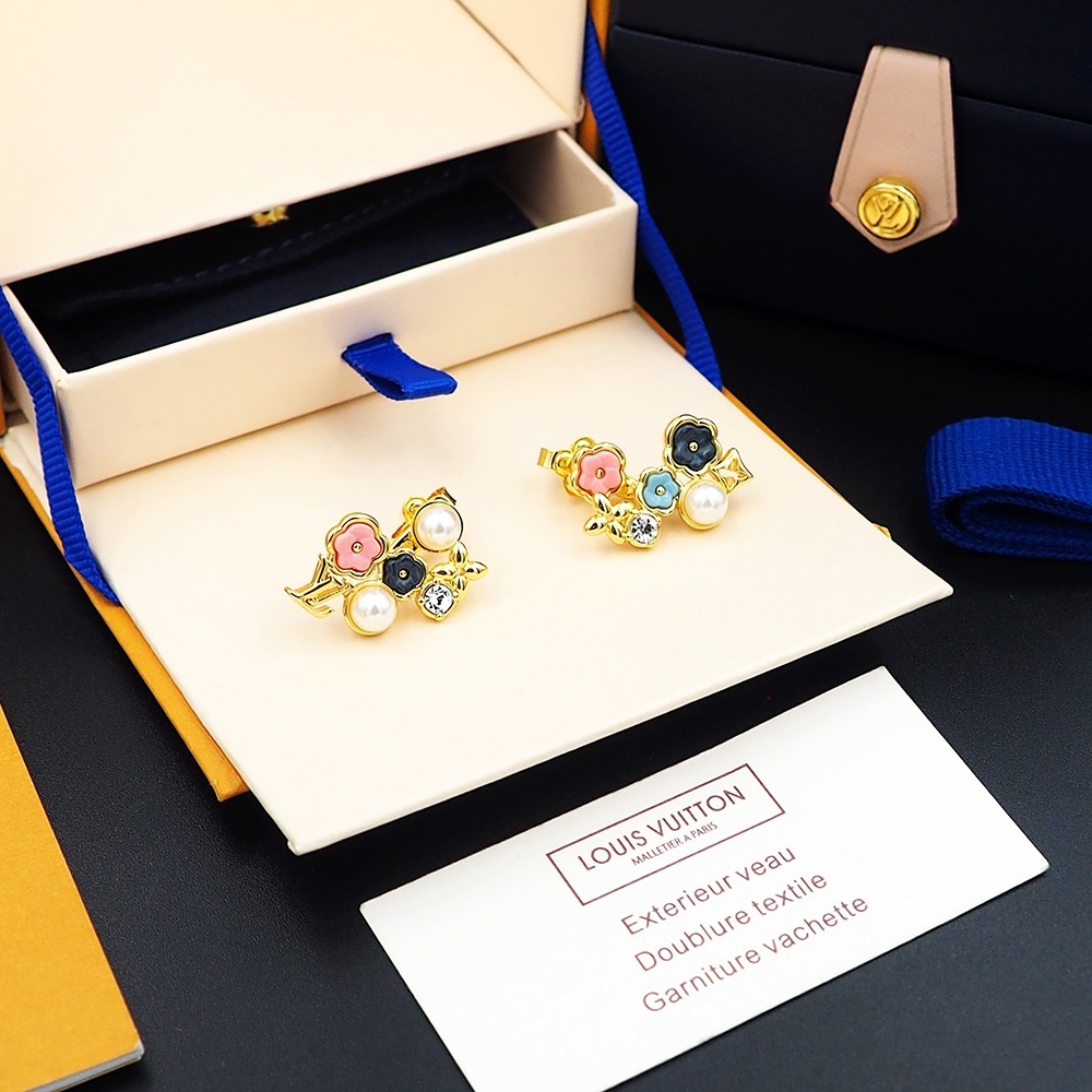 LV Rose Gold Logo-Accented Earrings 199
