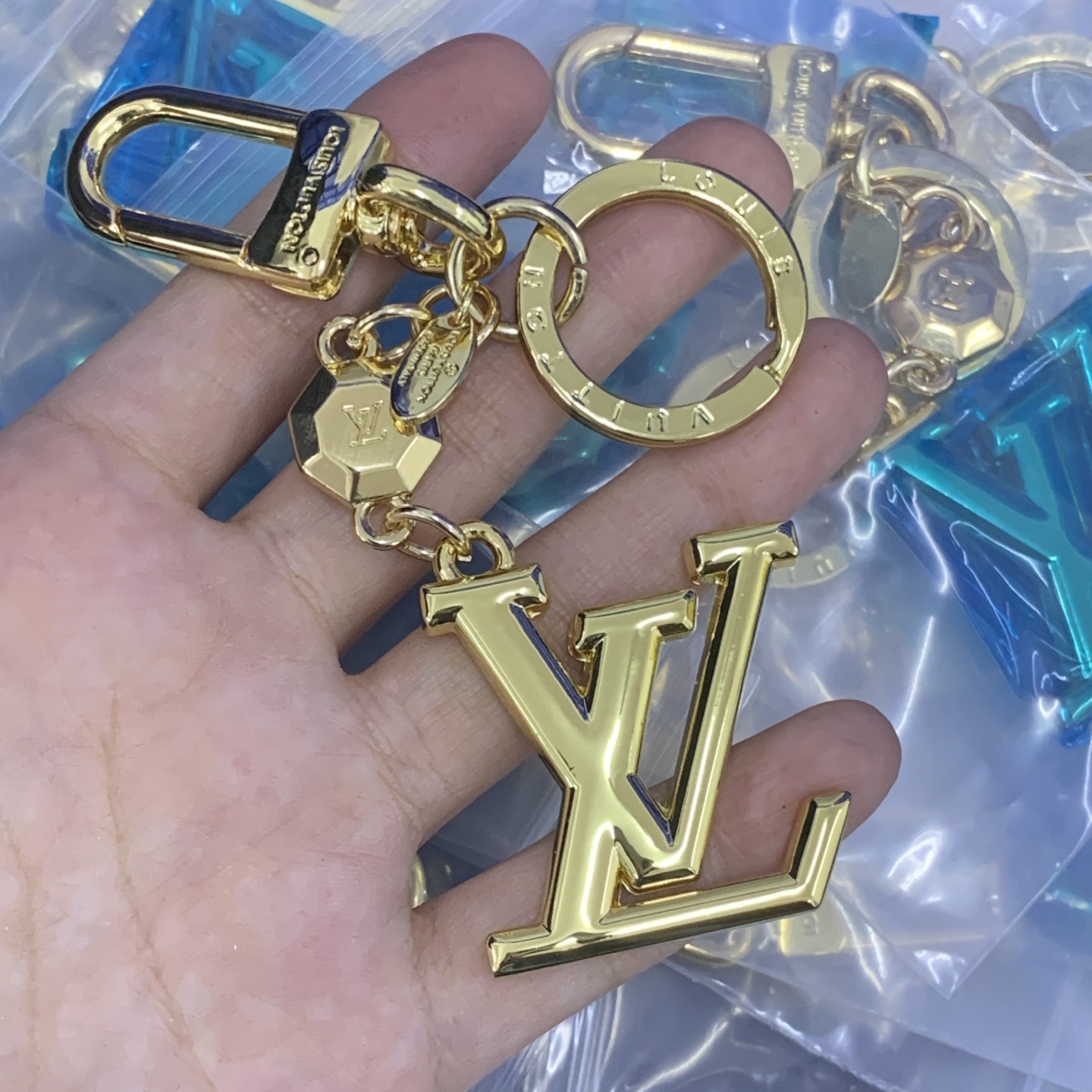 LV Gold Logo-Accented Keychain 1226