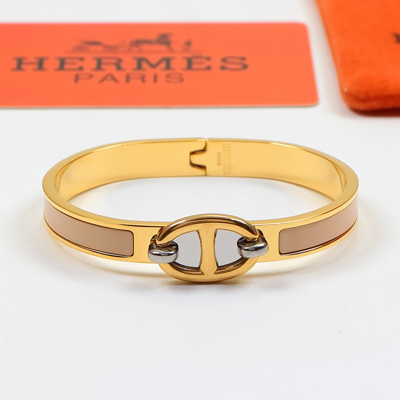 Hermes h Silver Logo-Accented Bracelet 003