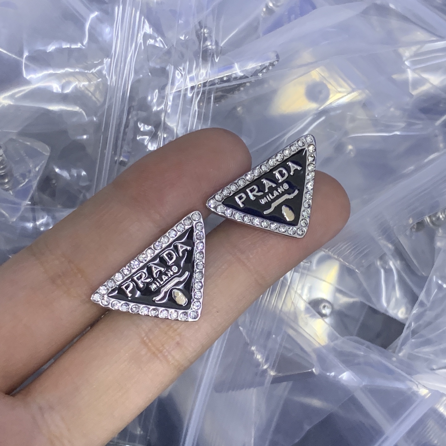 Prada Silver Geometric Earrings 164