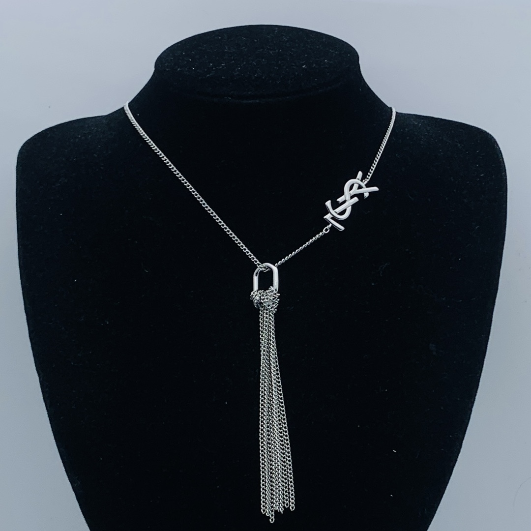 YSL Silver Vintage-Inspired Necklace 068