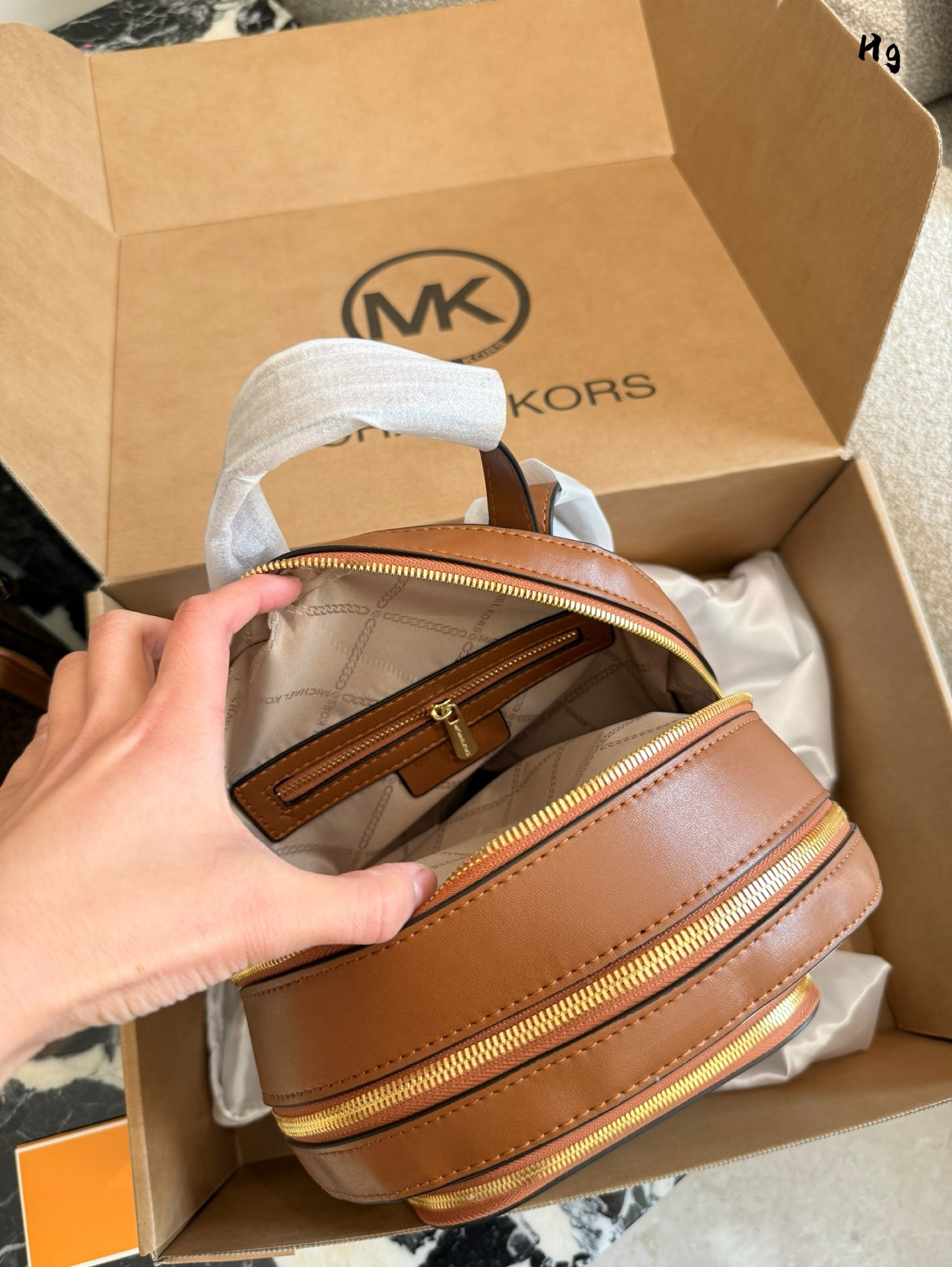 MK Beige Quilted Bag backpack 009