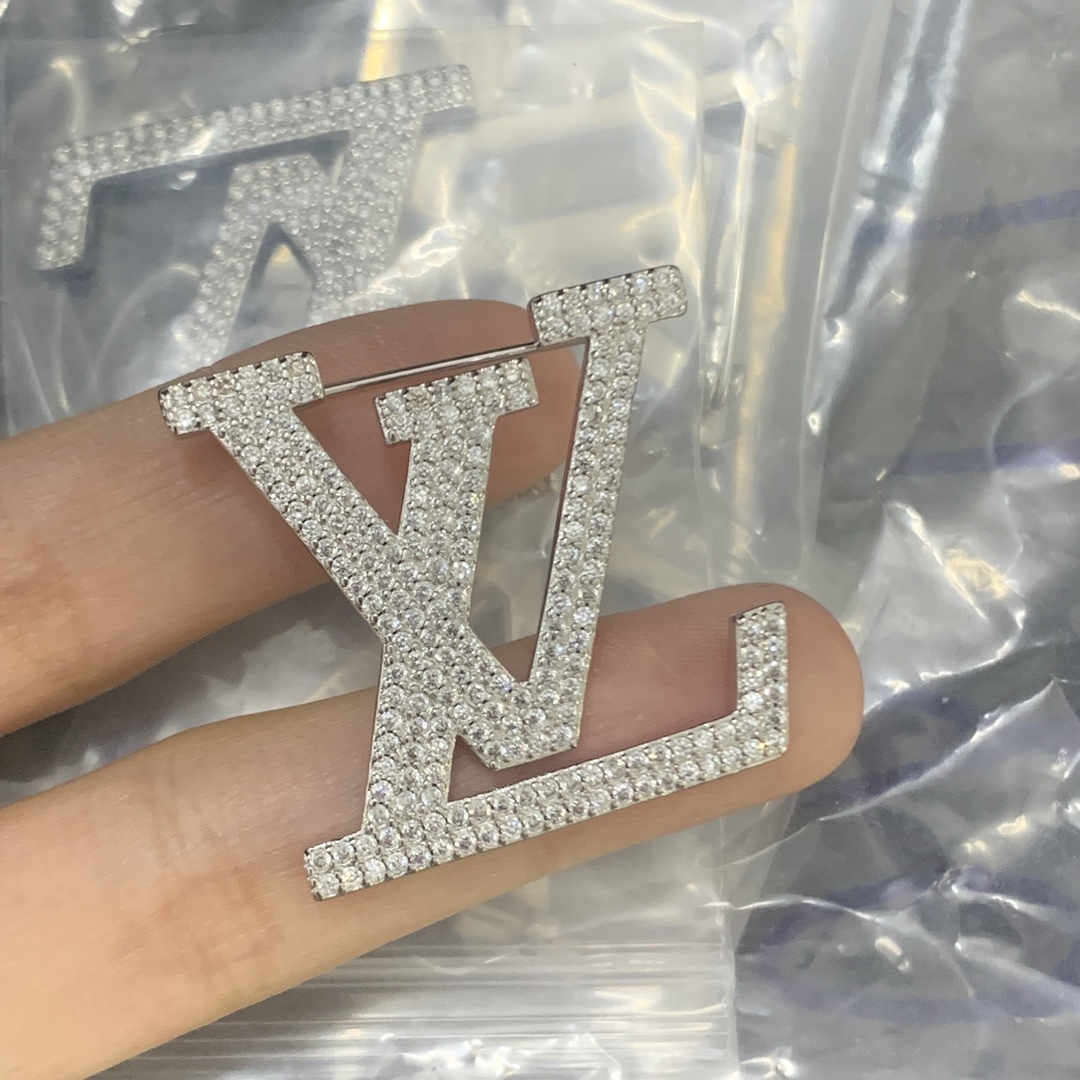 LV Silver Logo-Accented Brooch 1190