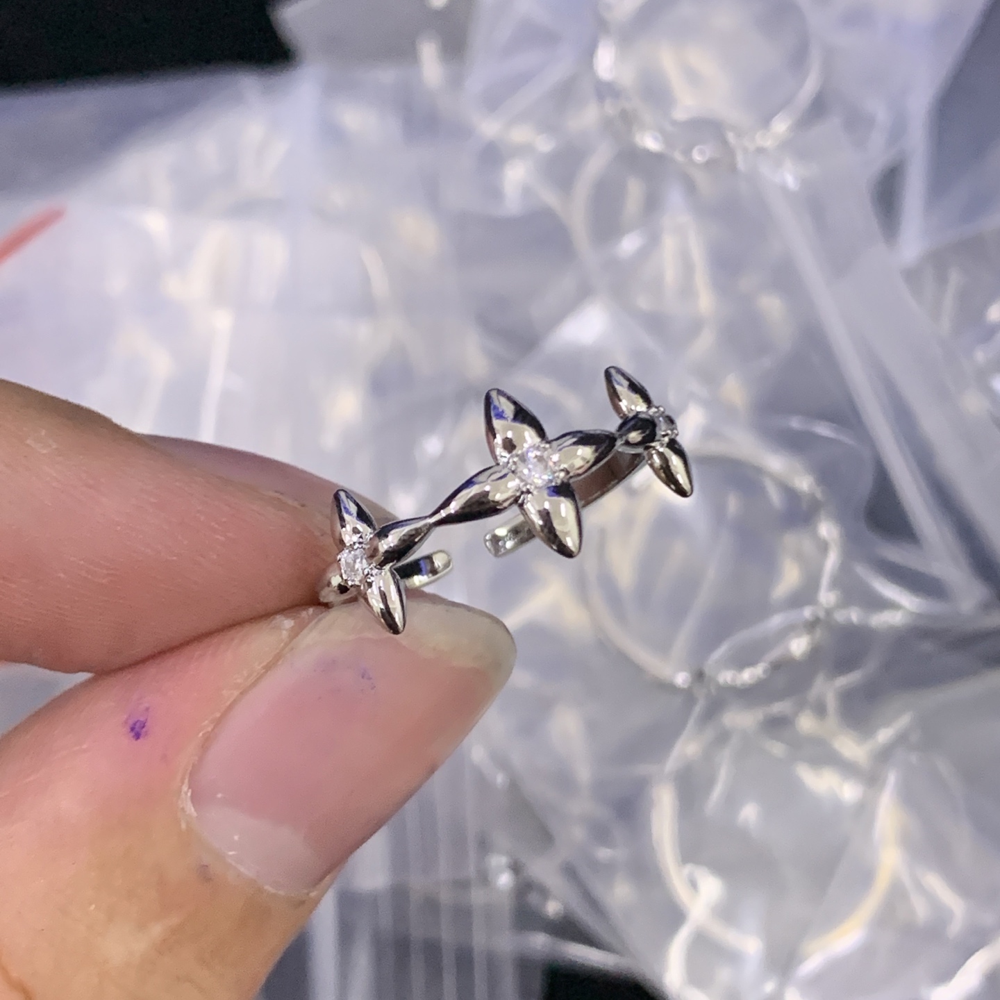LV Silver Geometric Ring 628
