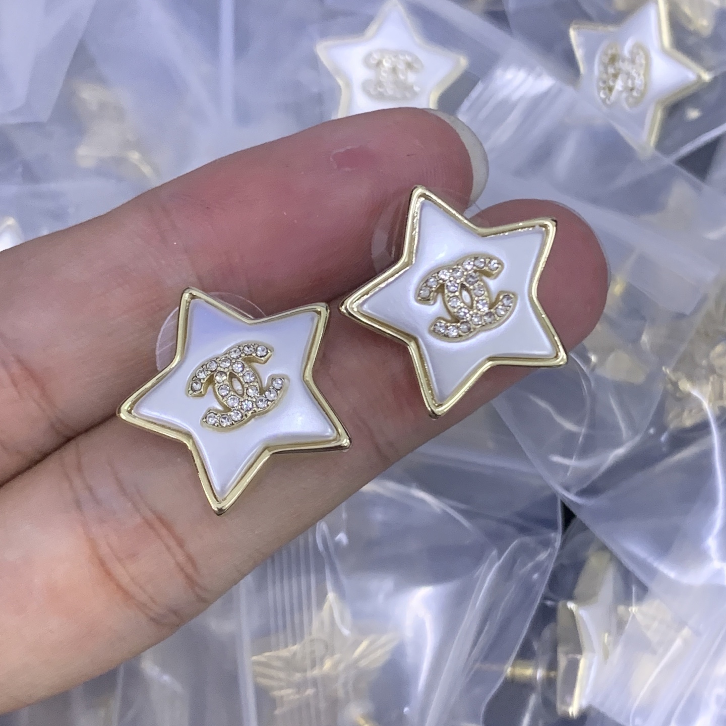 Chanel Rose Gold Logo-Accented Earrings 186