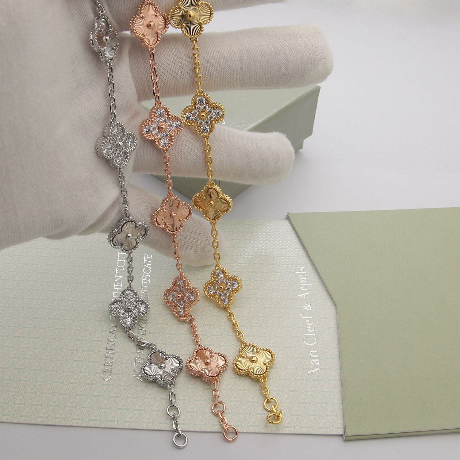 Van Cleef Rose Gold Logo-Accented Bracelet 046