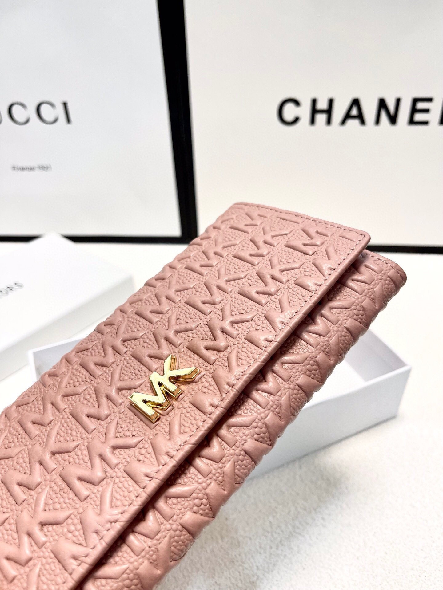 Michael Kors MK Rose Gold Quilted Wallet Bag 028