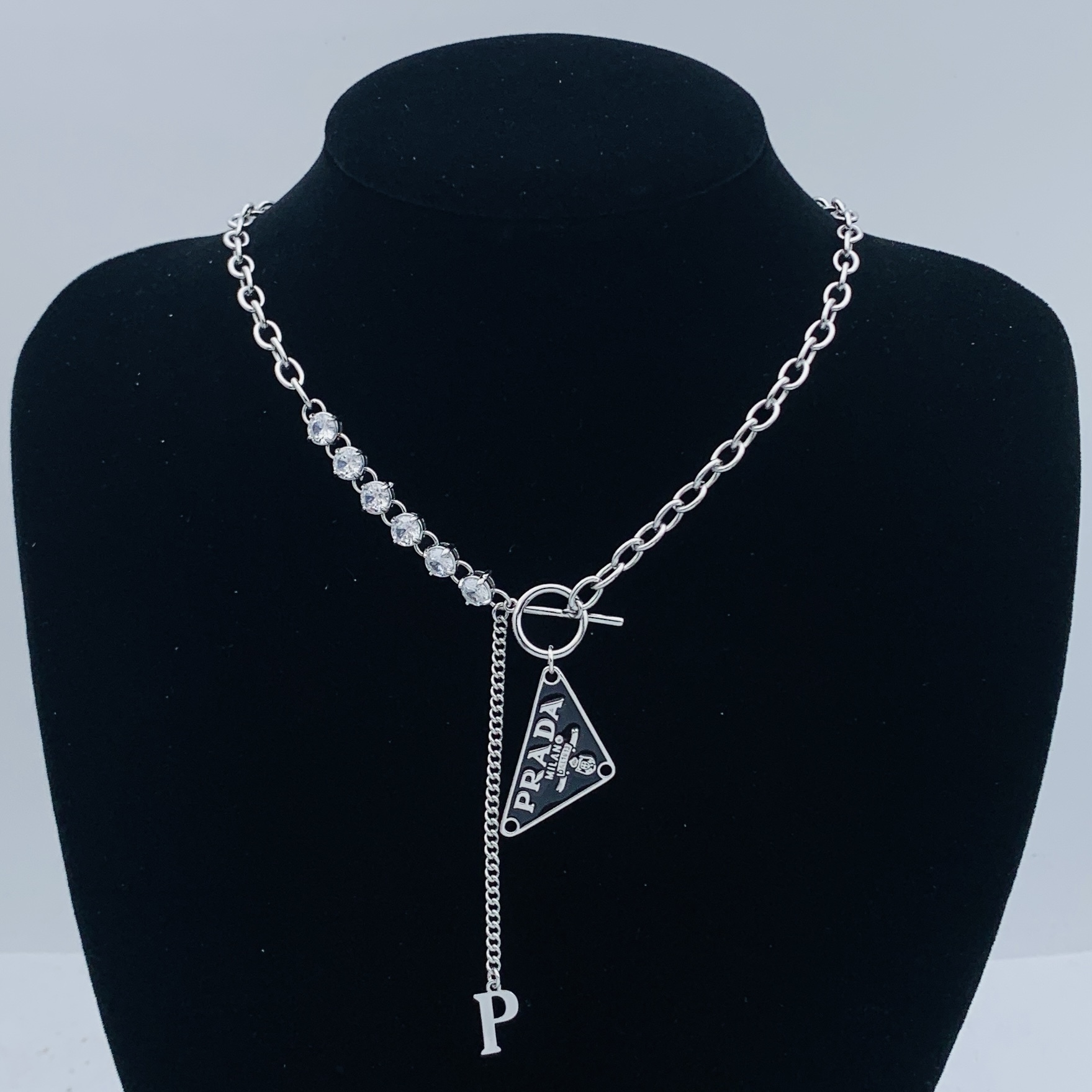 Prada Silver Logo-Accented Necklace 221